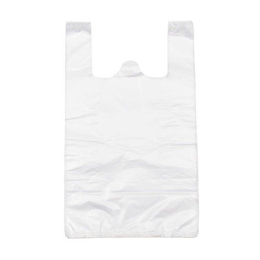 T Shirt Bags Plastic Grocery Bags with Handles for Merchandise and Supermarket, Bolsas De Plastico Para Negocio, 12 x 20 Inch (White, 200Pcs)