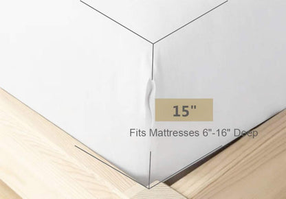 Queen Size Premium Cotton Fitted Sheet Only - 300 Thread Count Pure Natural Cotton Fabric - 15" Deep Pocket,Breathable,Ultra Soft & Silky (Queen,White)