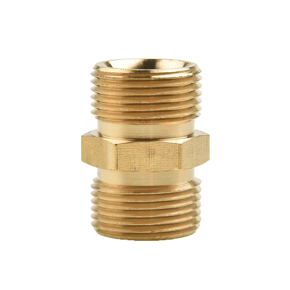 Pressure Washer Hose Coupler M22 Metric Male Thread Fitting M22 14mm to M22 15mm Adapter Solid Brass 4500 PSI Garden Hose Thread Male to Female Adapters (2 Pack)