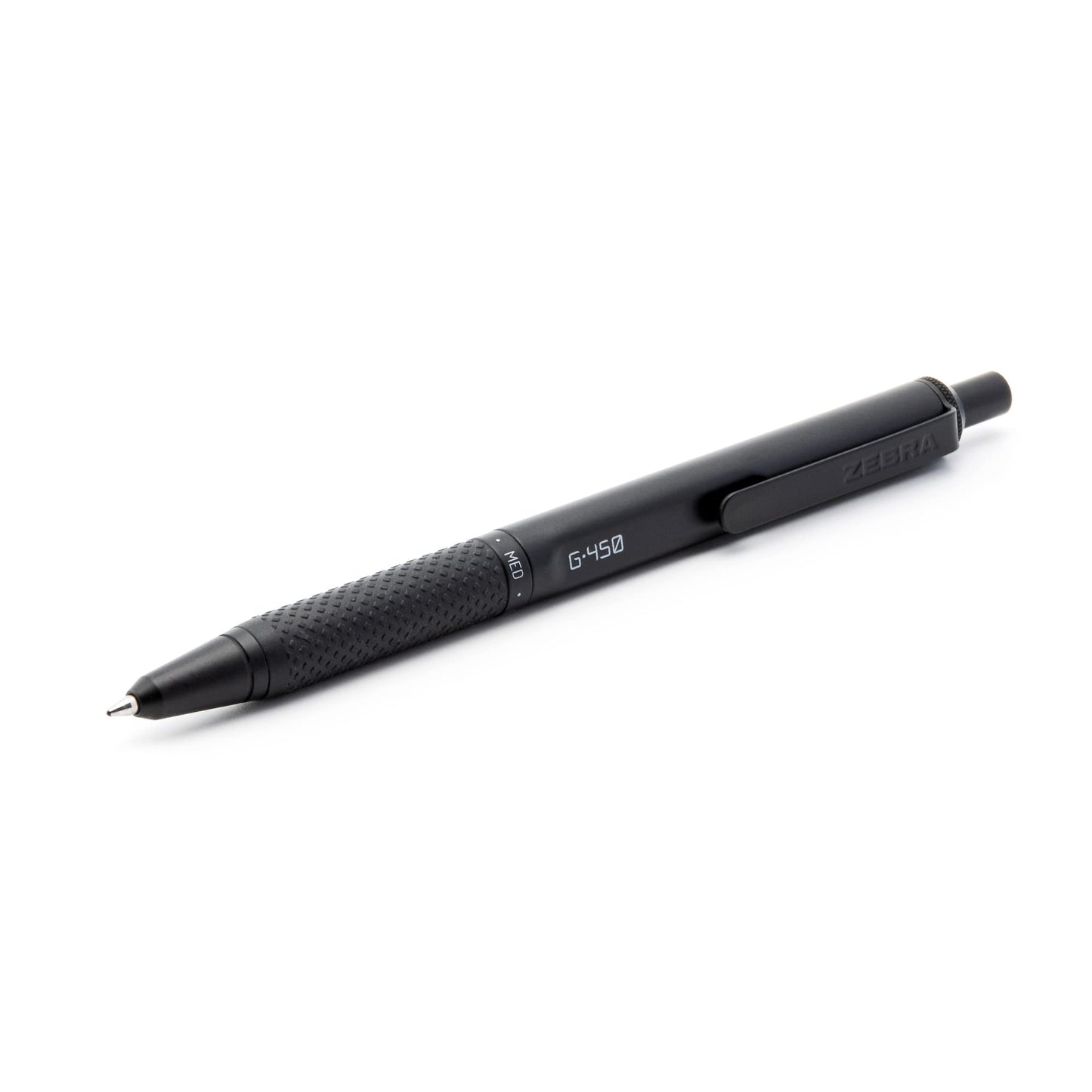 Zebra Pen, STEEL G-450 Retractable Gel Pens, Black Ink, 0.7mm Medium Point, Rapid Dry Ink – No Smears or Smudges, Weighted Brass Barrel, Refillable, 2-Pack, (49512)