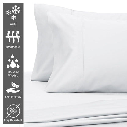 Pizuna Cotton Pillow Cases Queen Size 2 Pack White, 400 Thread Count 100% Long Staple Combed Cotton Sateen Weave Pillowcase with Stylish 10 cm Hem (100% Cotton Queen Pillow Covers White)