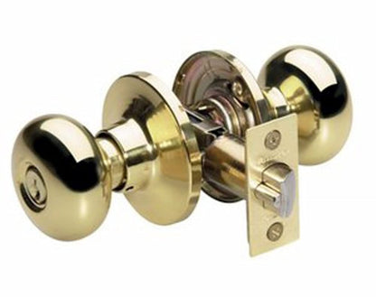 Master Lock BCO0103 Biscuit Keyed Entry Door Knob, Bright Brass
