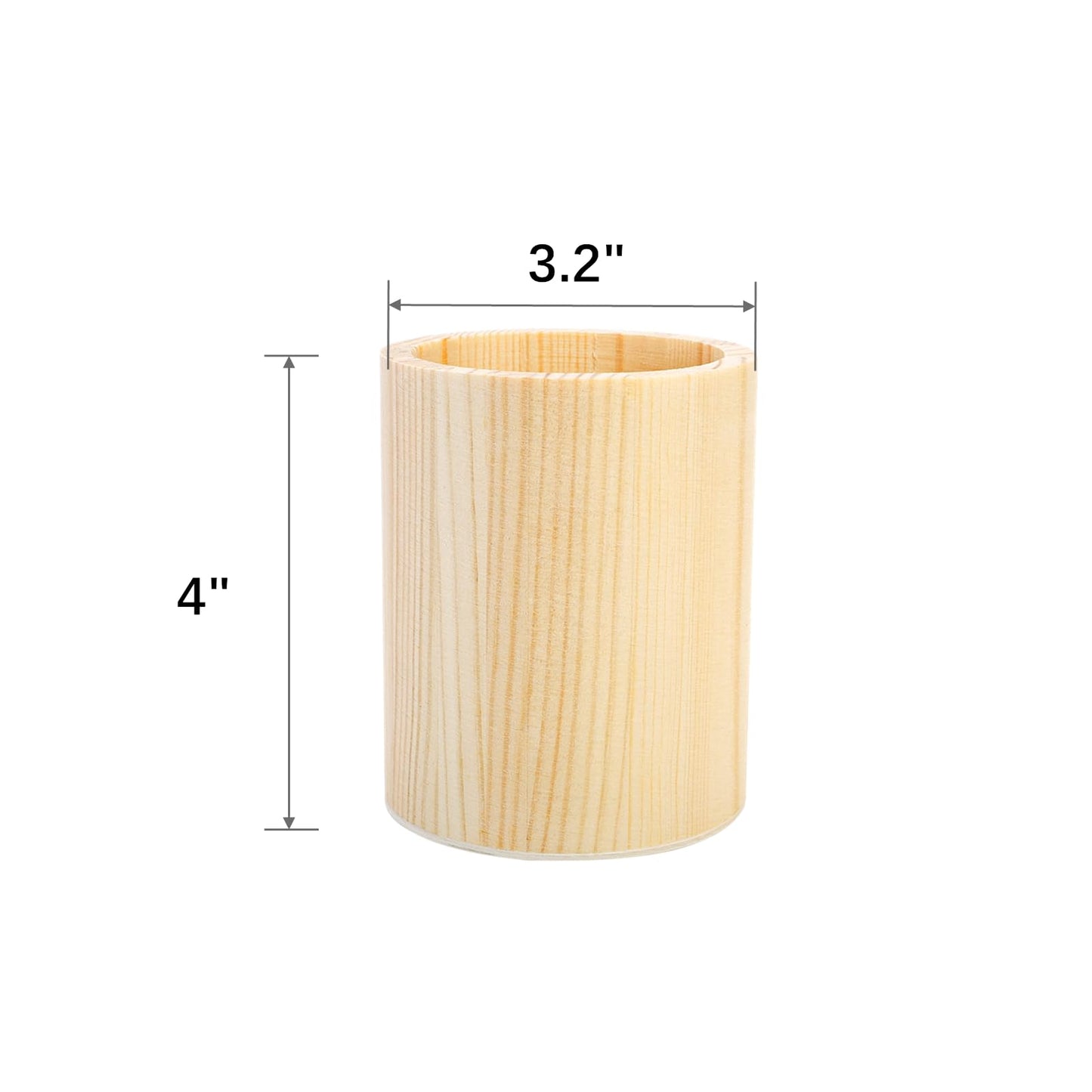 Yopay 12 Pack Wood Pen Holder, 4 Inch Round Pencil Holder for Desk, Unfinished Wooden Pencil Cup Desk Organizer for Makeup Brush, Homemade DIY Crafts, Painter, Home School Office Supplies
