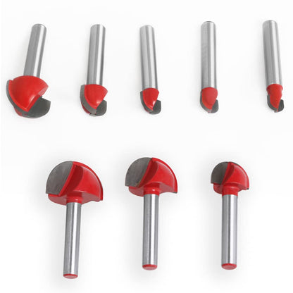 Saipor 8pcs 1/4" Shank Cove Core Box Router Bit Set Carbide Tipped Round Nose Router Bits Wood Milling Cutter Tool Set
