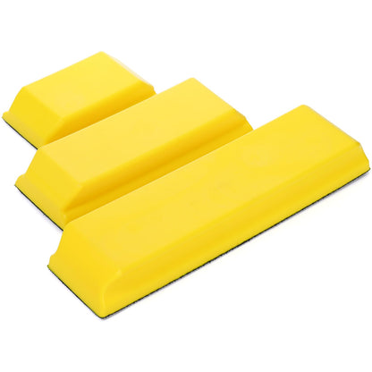 Fasmov Sanding Block Set, 3 Pack Rectangle Auto Body Sanding Block, 10.75", 7.7" and 4.7", Hook & Loop Backing Hand Sander Tools Kit for Woodworking, Furniture and Crafts Polishing, Yellow