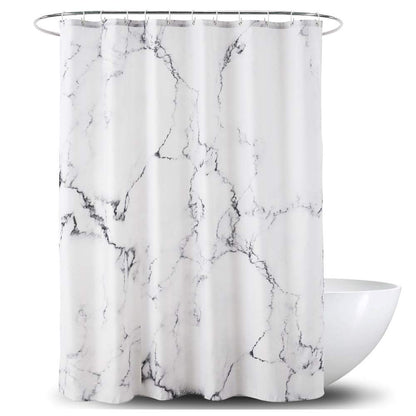 Yostev Marble Bathroom Shower Curtain,Grey and White Fabric Shower Curtain with Hooks,Unique 3D Printing,Decorative Bathroom Accessories,Water Proof,Reinforced Metal Grommets 72x72 Inches
