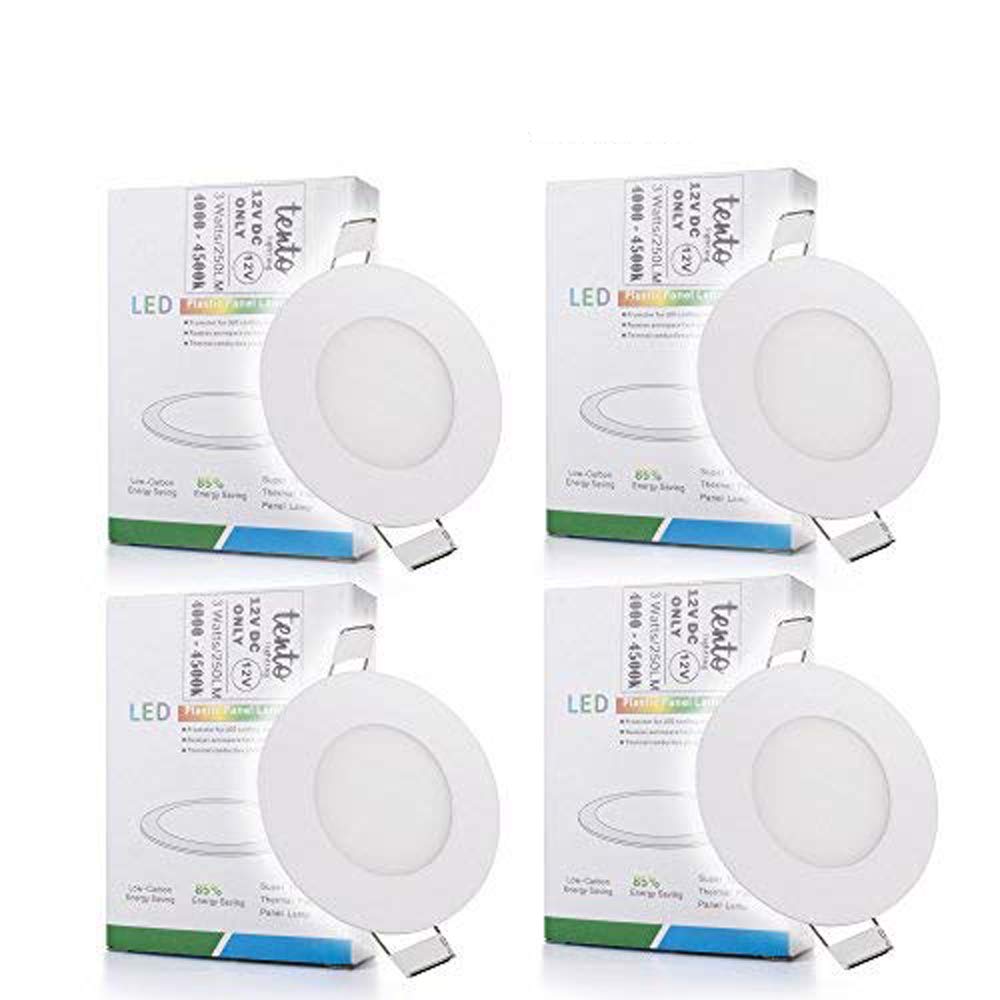 Tento Lighting Rv Interior Lighting 12 Volt Dome Light Super Sim Style 3 Watts 12v LED Ceiling Lamps Replacing 25 Watts Halogen Bulbs Off Grid Lighting Low Voltage Lighting Solar Powered Cabins Marines Cruises