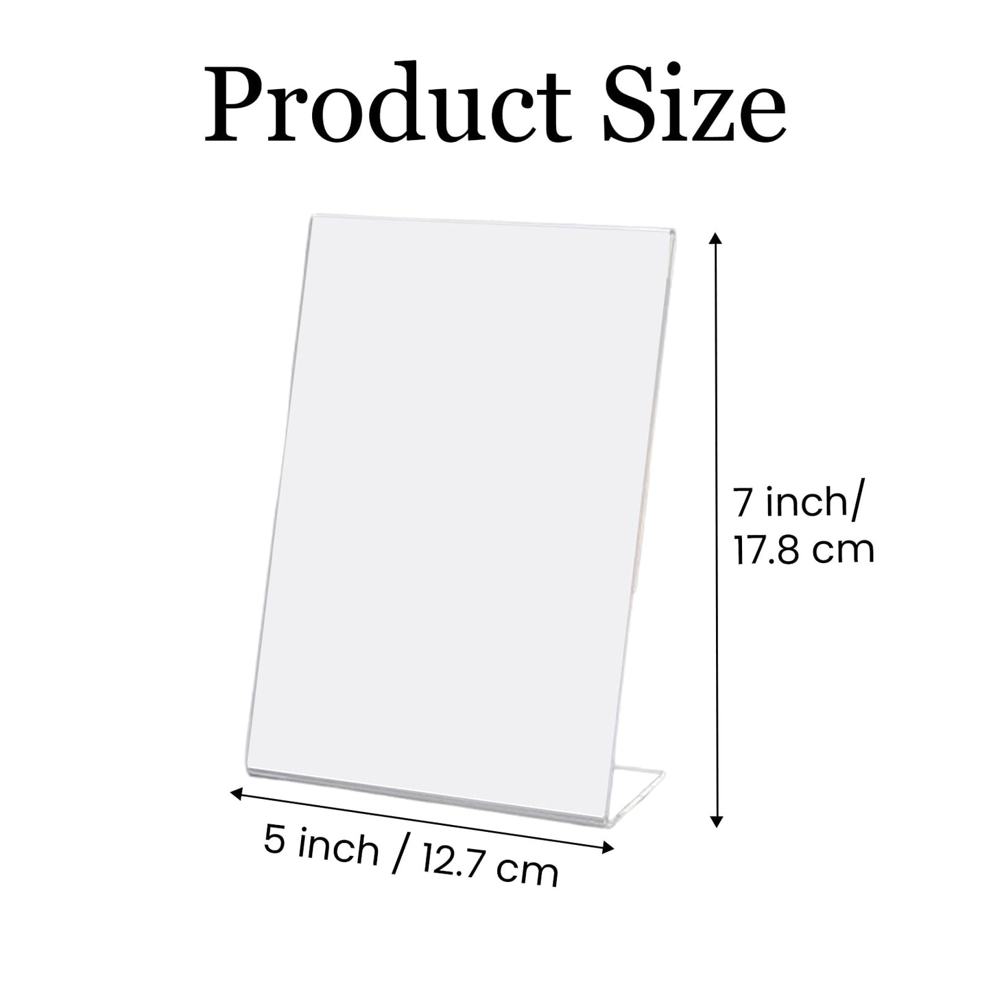 Voittozege 10pcs Acrylic Sign Holder, 5×7in L Shape Clear Display Stand, Flyer Document Brochure Paper Display Holder with Vertical Slant Back Picture Photo Frames for Office Store Restaurant Tabletop
