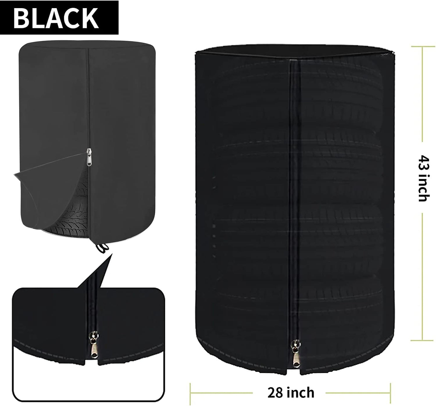 Tire Covers for Storage Large Tire Storage Bags Waterproof for Outdoor Indoor (Holding 4 Tires Up, Diameter 33")