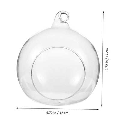 SUPVOX 2-Pack Glass Hanging Vase Terrarium 4.72 Inch Transparent Globe for Indoor Air Plants Home Garden Balcony Decorative Plant Containers