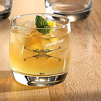 Star Wars Glass Set - X-Wing & TIE Fighter - Collectible Gift Set of 2 Glasses - 10 oz Capacity - Classic Design - Heavy Base