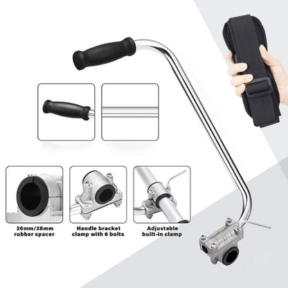 15.35in String Trimmer Handle,with Shoulder Strap Harness,Ergonomic Trimmer Aluminum Alloy Grip with Bracket Clamp,Weed Eater Extension Handlebar Attachment for Lawn Care Landscaping Yard Trimming