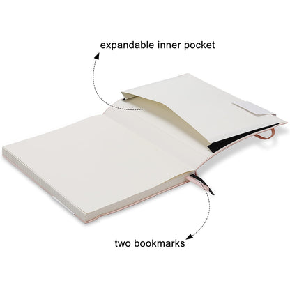 Wiisdatek B5 College Ruled Notebook Softcover Journals(2-Pack) - Large Composition Notebook 7.6 x 10 inch with 100gsm Thick Lined Paper, Total 376 Numbered Pages (Black)