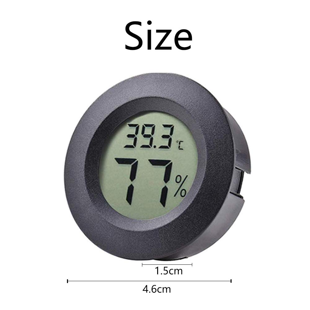 Rojuna 10-Pack Mini Thermometer Hygrometer, Small Digital Electronic Temperature Humidity Meters Gauge Indoor LCD Display for Humidors, Greenhouse, Garden, Cellar, Fridge, Mason Jar