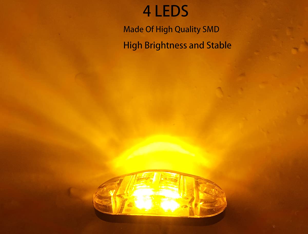 10pcs Amber 2.5 inch Oval 4 SMD Trailer Side Marker Led Lights Truck clearance lights Trailer Lights Indicator Waterproof