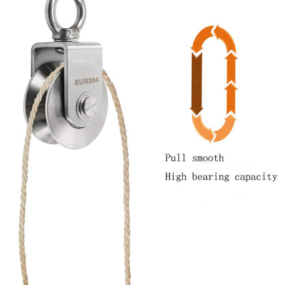 2 Inch U-Type Pulleys for Rope, Stainless Steel M10 Swivel Pulley Block with Bearing, U-Groove Roller Single Pulley Wheel for Pulley System Lifting Gym Equipment Cable Traction Wheels 1 Pack