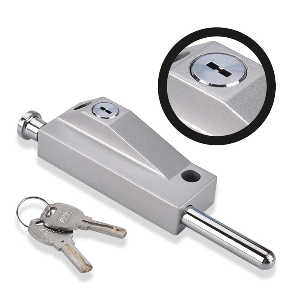 PINGPINGXIE Patio Door Lock，Sliding Patio Door Keyed with Bolt Lock ，1Set Sliding Door Lock for Window Glass Patio Doors Auxiliary Security Lock, 2 Keys Included (Silver)