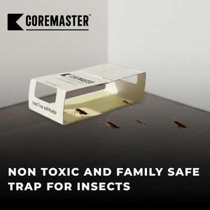 Coremaster Insect Monitor & Traps | Strong Adhesive Boards for Roaches, Ants & Crawling Insects | for Indoor Use i.e Kitchen, Basement,Garage & Storage Areas | Safe, Non-Toxic (24 Boards - 72 Traps)