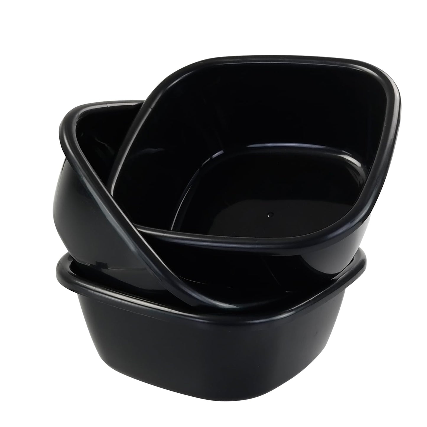 Qskely 3 Packs Plastic Wash Basin, 12 Quart Dish Tub, Black