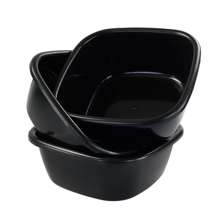 Qskely 3 Packs Plastic Wash Basin, 12 Quart Dish Tub, Black