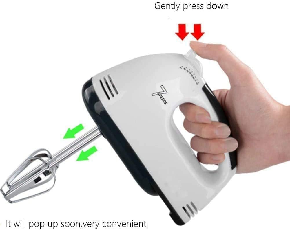 7-Speed Hand Mixer for Baking, Electric Handheld Mixer with Stainless Steel Beaters & Dough Hooks, Turbo Function Immersion Whisk for Cookie Dough (Hand Mixer)