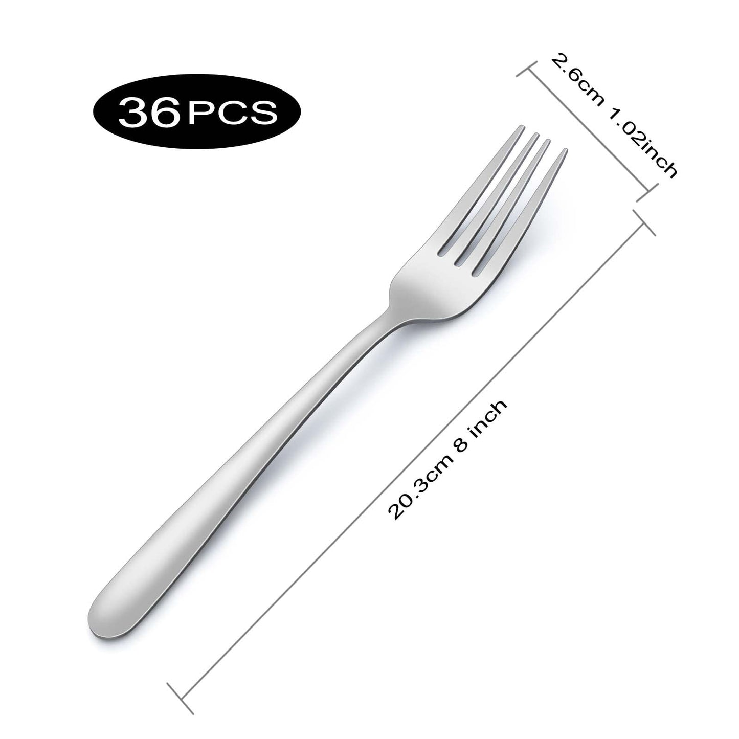 Pleafind 36-Pcs Dinner Forks Set, 8 Inch Forks Silverware, Stainless Steel Fork, Silverware Fork, Mirror Polished Fork Set, Small Forks for Home, Restaurant, Dishwasher Safe