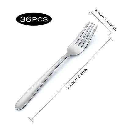 Pleafind 36-Pcs Dinner Forks Set, 8 Inch Forks Silverware, Stainless Steel Fork, Silverware Fork, Mirror Polished Fork Set, Small Forks for Home, Restaurant, Dishwasher Safe