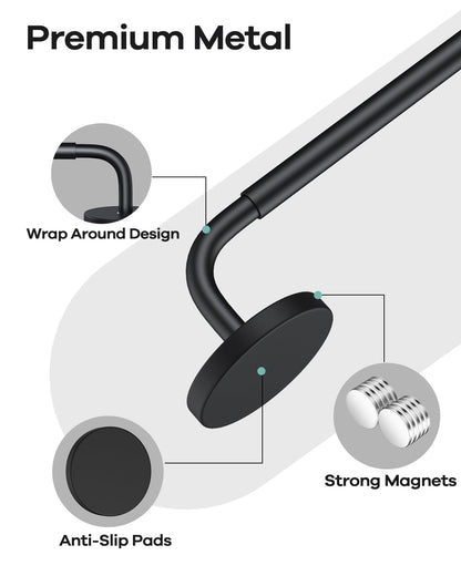 Rodzwin 2 Pack Magnetic Curtain Rod for Metal Door, 16 to 30 Inch Curtain Rods 3/8 Inch Diameter Adjustable Magnetic Curtain Pole Magnet Rods for French Doors Window Metal Doors Cafe(Black, 2Pack)