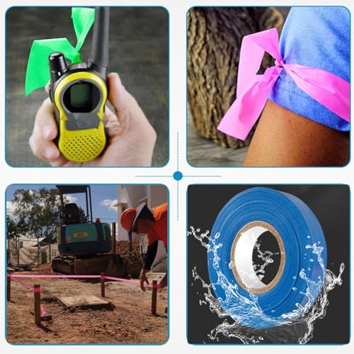 Aisetmoon 8 Pack Flagging Tape, Non Adhesive Marker Tape 1inch*800ft, Colorfast Survey Caution for Branches Boundaries, Trail Marking and Hazardous Areas Marking