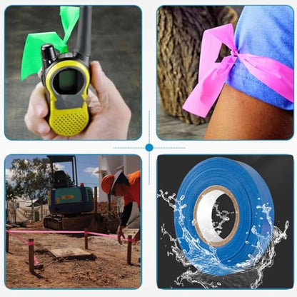 Aisetmoon 8 Pack Flagging Tape, Non Adhesive Marker Tape 1inch*800ft, Colorfast Survey Caution for Branches Boundaries, Trail Marking and Hazardous Areas Marking
