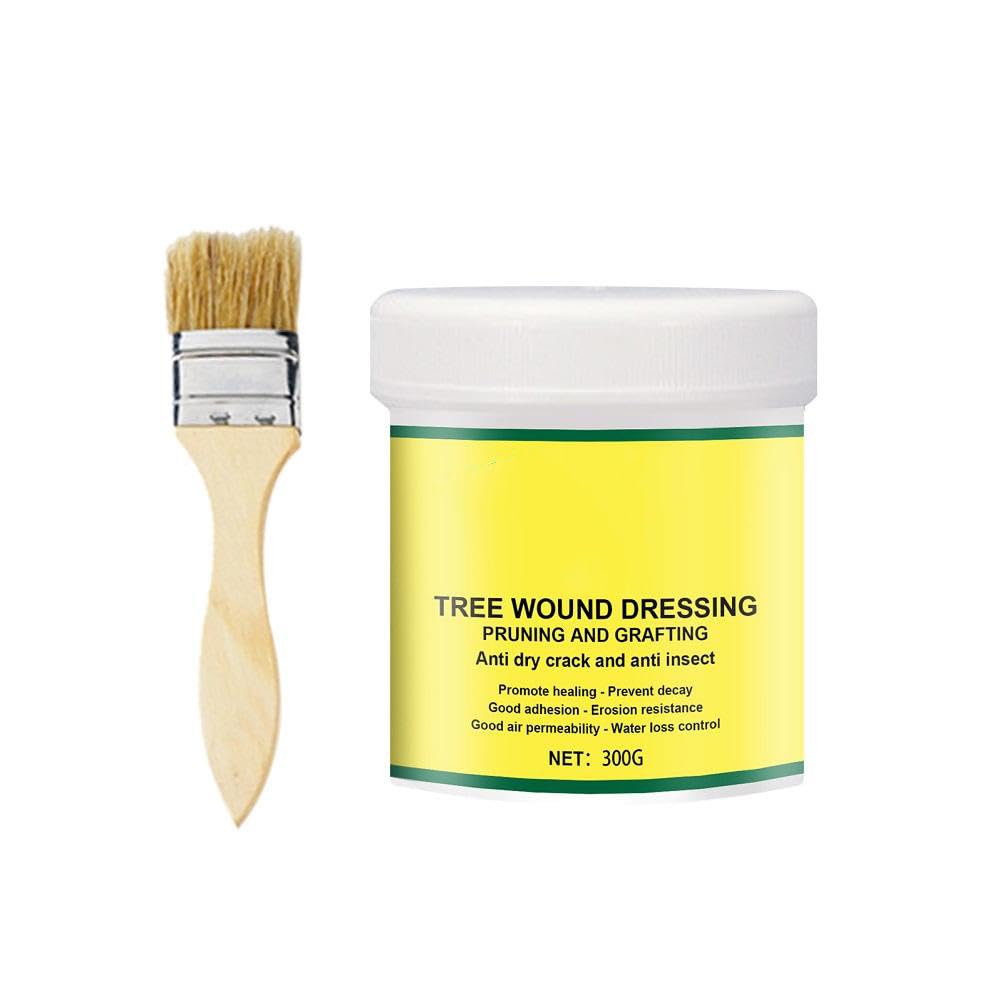 Alvinlite 300g Tree Wound Pruning Sealer with Brush, Tree Wound Dressing for Pruned and Damaged Trees, Tree Shrub Seal Repair Paste, Ready to Use Protective Seal for Trees, Shrubs