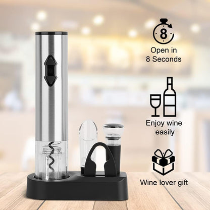 CIRCLE JOY Electric Wine Openers Set, Battery Operated (Not Included) Cordless Automatic Corkscrew Opener Kit with Foil Cutter, Vacuum Stopper, Wine Aerator Pourer