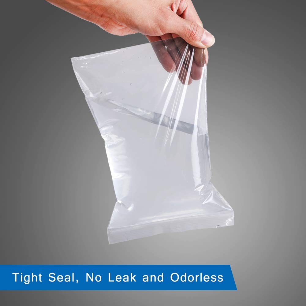 100 Count - 13" x 15", 2 Mil Clear Plastic Reclosable Zip Poly Bags with Resealable Lock Seal Zipper for Clothing, T-Shirts, Pants