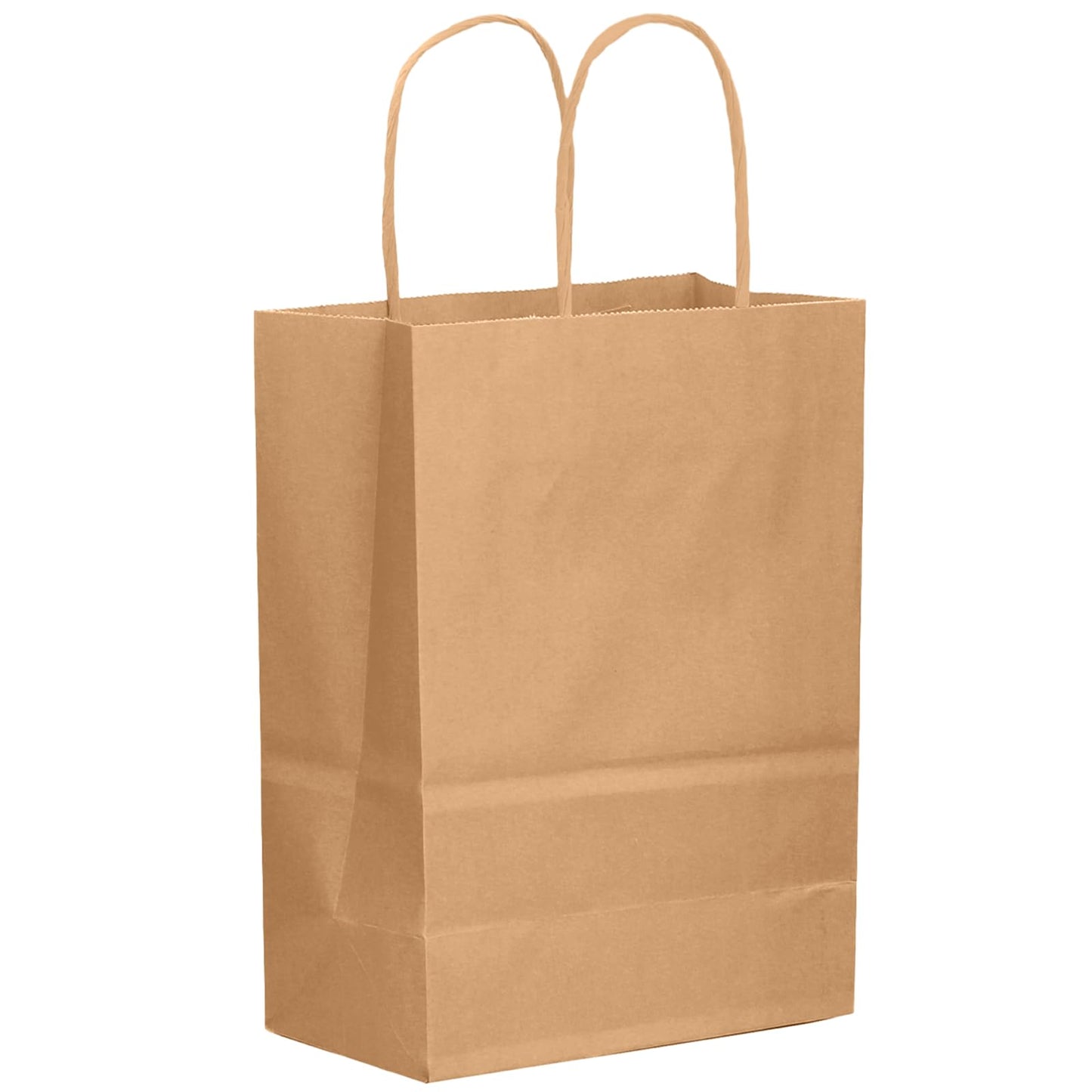 qiqee 50-Packs Brown Paper Gift Bags with Handles Bulk 8.3"x3"x 6" Small Size Paper Bags Multiple Uses(15x8x21cm,Small Size)