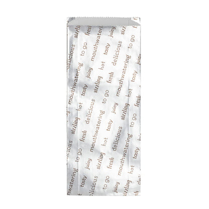 Restaurantware-Bag Tek 3.7 x 1.2 x 9.2 Inch Hot Dog Bags, 100 Small Hot Dog Wrappers - Greaseproof, Freezer-Safe, Printed Foil Accessories, Heat-Resistant, Non-Vented