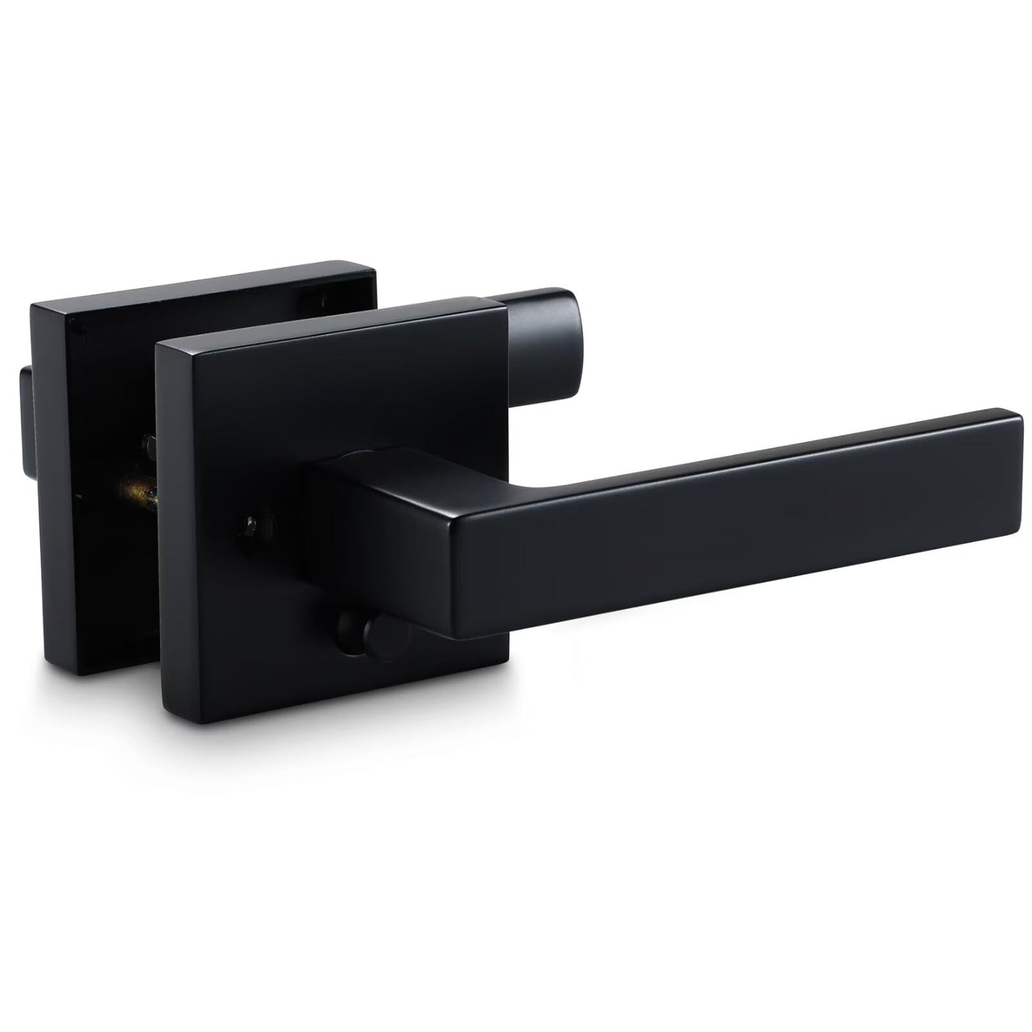 Linkaa Black Keyless Door Locks for Front Door，Bedroom Bathroom Door Lever，Interior Door Handle with Lock,Exterior Door Knob（Privacy，Push Button Lock，1 Pack）