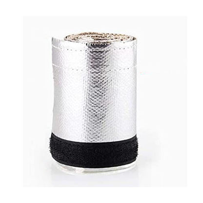 Aluminized Heat Shroud Sleeving Heat Sheath Fuel line Wire Protection Silver Hose with 10 Pcs Metal Zip Ties (1.5''I.D. x 10FT)