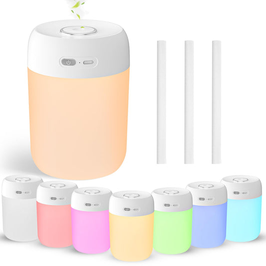 BAMCOO Small Humidifier, 650ml Colorful Mini Humidifier for Bedroom, Office, Desktop, Baby Room, Plants, Cool Mist Humidifier(White)