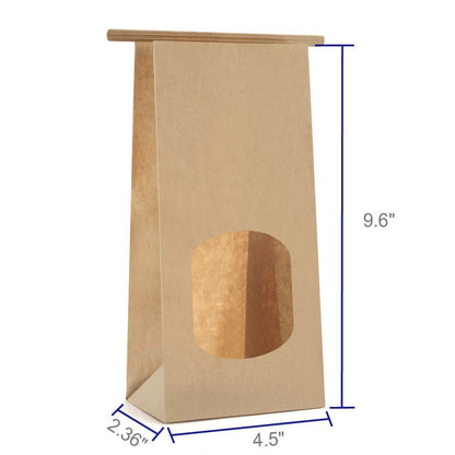BagDream Cookie Bags 100Pcs 4.5x2.36x9.6 Inches Bakery Bag with Window Small Brown Kraft Paper Bags Tin Tie Tab Lock Treat Bag Recyclable for Coffee Bean Bread Muffin Popcorn Party Wedding Bags