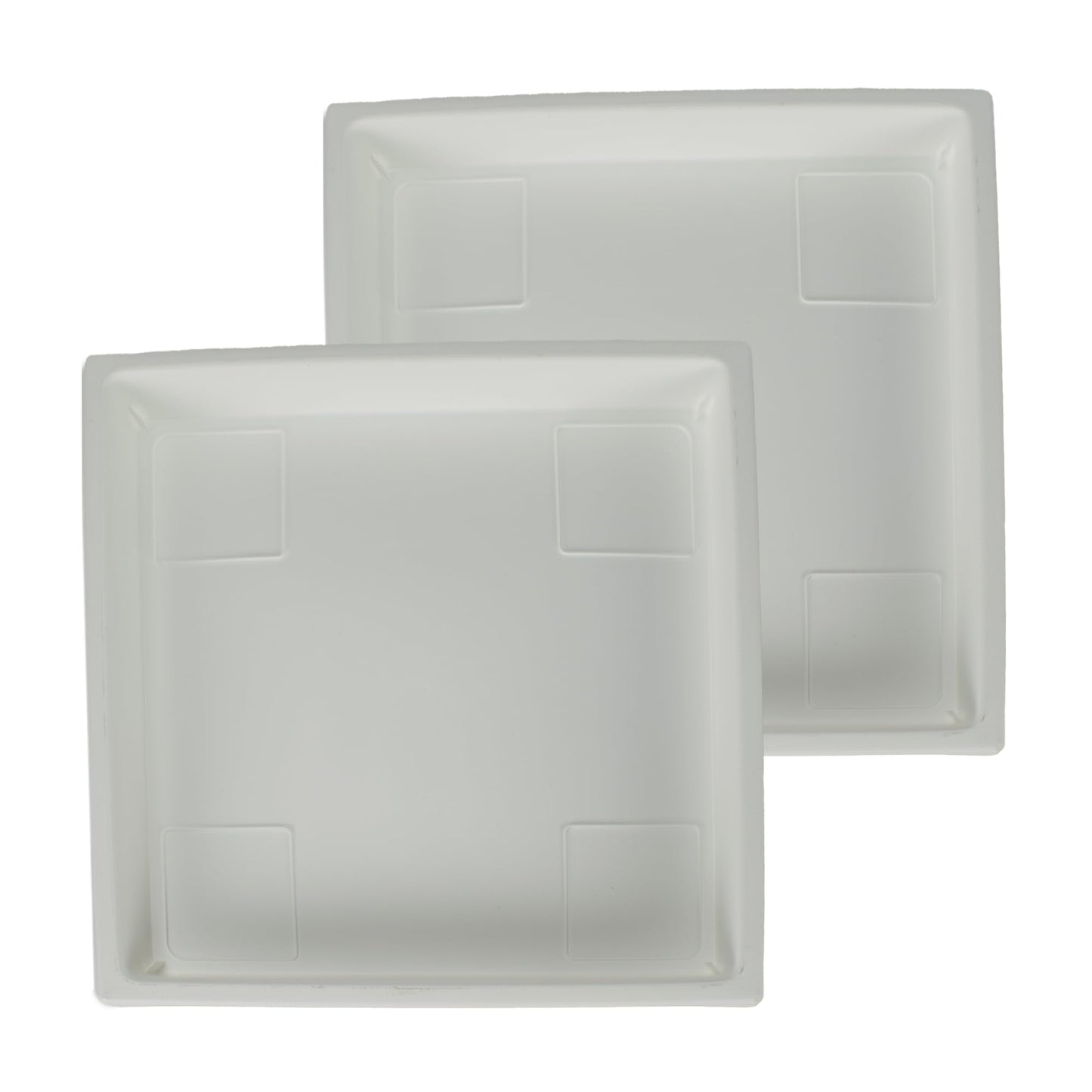 The HC Companies Accent Square Plant Saucer - Durable Plastic Trays For Plants - Stylish Square Tray For Water Drainage - UV Resistant Planter Saucer For Indoor And Outdoor Use (14”, White, Pack of 2)