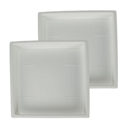 The HC Companies Accent Square Plant Saucer - Durable Plastic Trays For Plants - Stylish Square Tray For Water Drainage - UV Resistant Planter Saucer For Indoor And Outdoor Use (14”, White, Pack of 2)