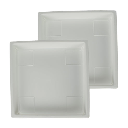 The HC Companies Accent Square Plant Saucer - Durable Plastic Trays For Plants - Stylish Square Tray For Water Drainage - UV Resistant Planter Saucer For Indoor And Outdoor Use (14”, White, Pack of 2)