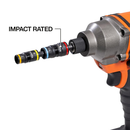 Klein Tools 32932M 4-in-1 Metric Impact Socket Set, 2 Flip Sockets with 4 Metric Hex Sizes, 7 mm, 8 mm, 10 mm, 12 mm, Impact Rated 3-1/2-Inch Shaft