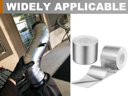 DEGEOBERLIN 2 Rolls High-Temp Heat Shield Tape Reflective Adhesive Backed Roll Thermal Barrier Foil Tape Self-Adhesive Heat Resistant Tape Cool Tapes for Hose and Auto (Silver, 2 Inch x 32 ft)