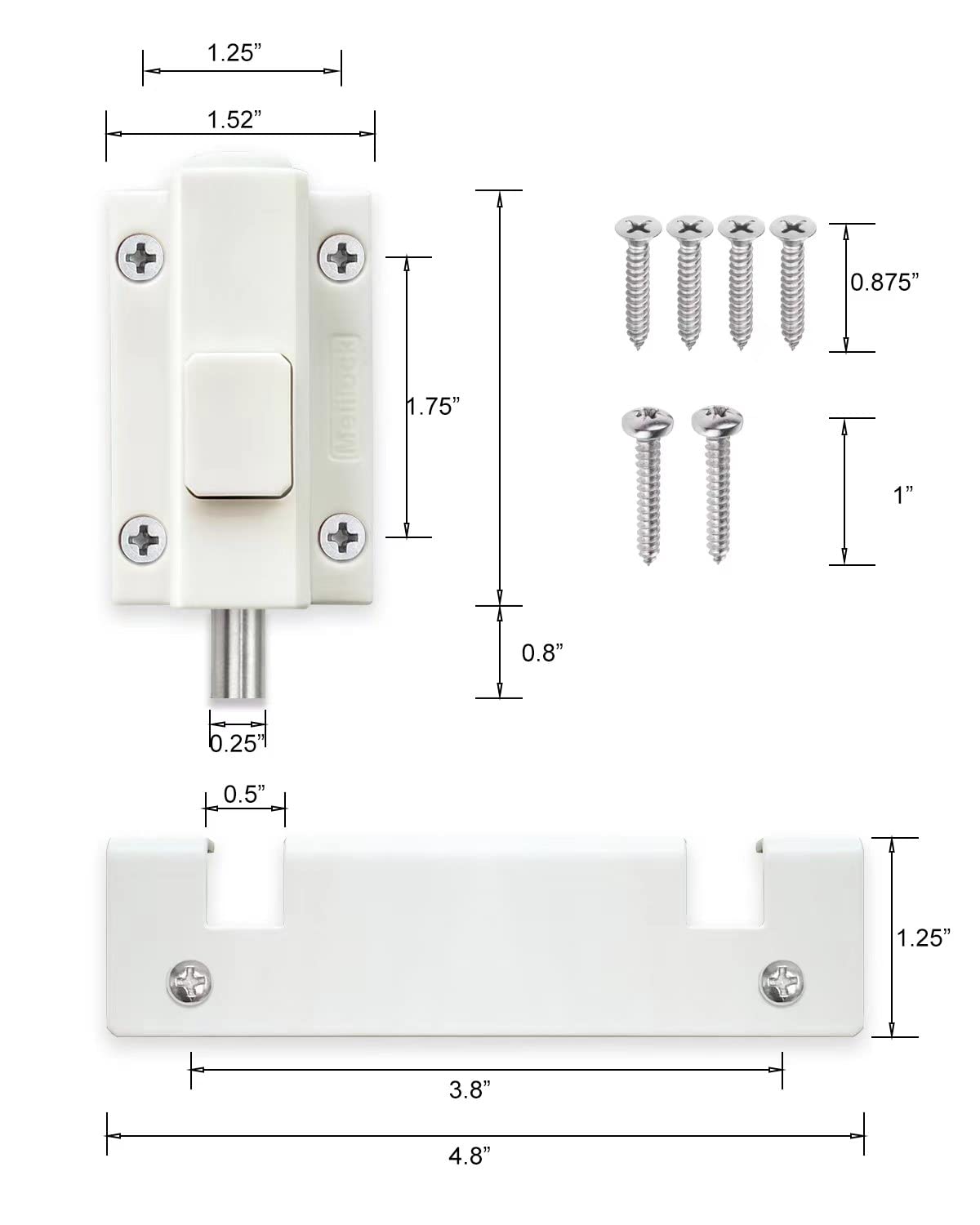 SDGINA Sliding Door Lock for Sliding Glass Door,Security Door Locks for Sliding Patio Doors, (Lock Size 2.5 Inch Length, 1.5 Inch Width)