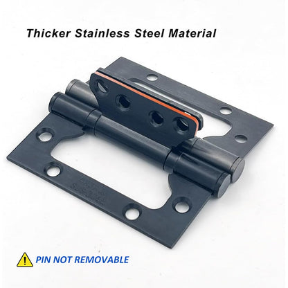 VOLUKA 6 Pack Non-Mortise Door Hinges - Easy to Install, 4" × 3" Stainless Steel Door Hinges - Smooth Movement and Heavy Duty, Black