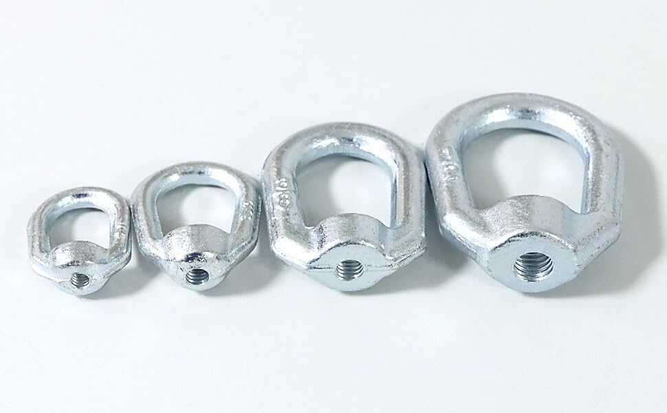 Zadery Heavy Duty 1/2"-13 Bail Tap Thread Eye Nut, Hot Dipped Galvanized Drop Forged Carbon Steel Fastener, UNC Standard Ring Shape Lifting Eye Nuts, 4 Packs