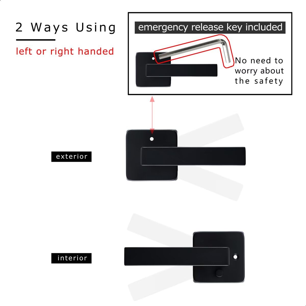 Linkaa Door Handle With Lock - Matte Black Keyless Entry for Bedroom and Bathroom (1 Pack, Privacy Push Button, Matte Black)