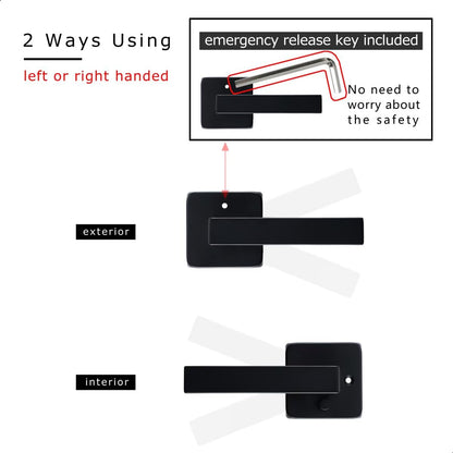 Linkaa Door Handle With Lock - Matte Black Keyless Entry for Bedroom and Bathroom (1 Pack, Privacy Push Button, Matte Black)