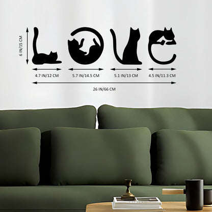 Set of 4 Black Metal Cat Wall Art, 3D Modern Metal Wall Decor, Black Cat Wall Sculpture for Living Room Love Signs for Home Decor, Mother's Day Birthday White Elephant Gifts for Women Men